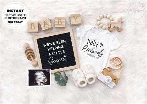 editable pregnancy announcement template|More.